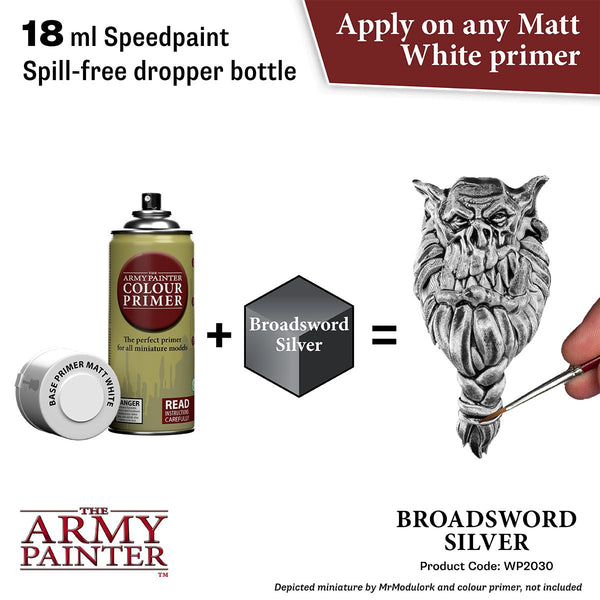 Army Painter Warpaints Speedpaint 2.0: Broadsword Silver 18ml - Echo Six Hobbies