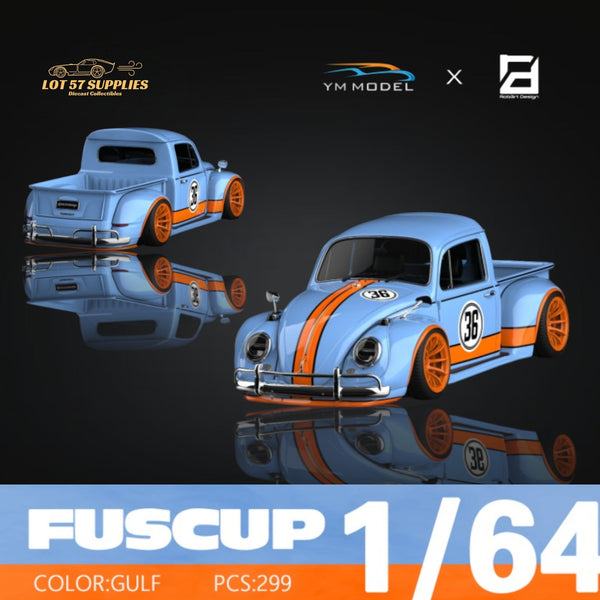 (Pre-Order) YM Model X Robert Design Volkswagen Beetle Pickup Truck FUSCUP in Gulf Livery 1:64 Limited to 299 Pcs