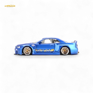 Mini GT x Kaido House Nissan Skyline GT-R R34 V2 SHINJUKU BLUE 1:64