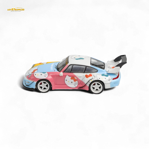 Toy car with Hello Kitty design on a white background