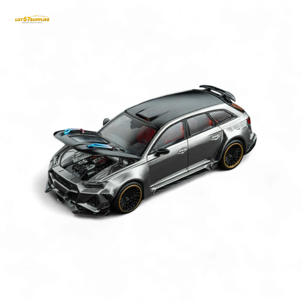 DCM Modified Audi RS6 Wagon Silver/Gray With Ferrari Engine & Openable Hood 1:64
