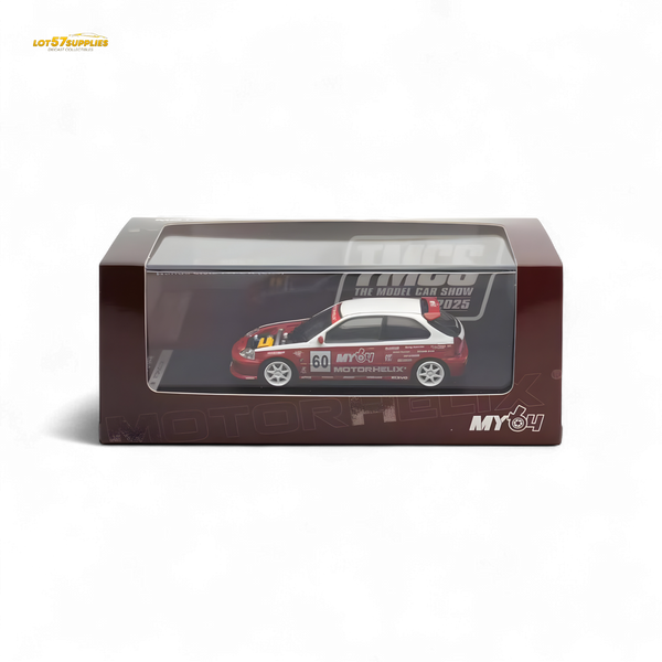 Motorhelix Honda Civic EK9 Malaysia Limited Edition - White - Red 1:64