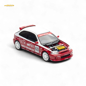 Motorhelix Honda Civic EK9 Malaysia Limited Edition - White - Red 1:64