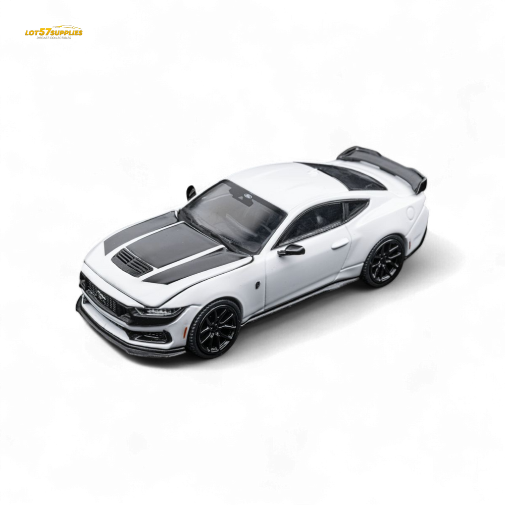 (Pre-Order) DCM Mustang Dark Horse - Crystal White - Black Wheels 1:64