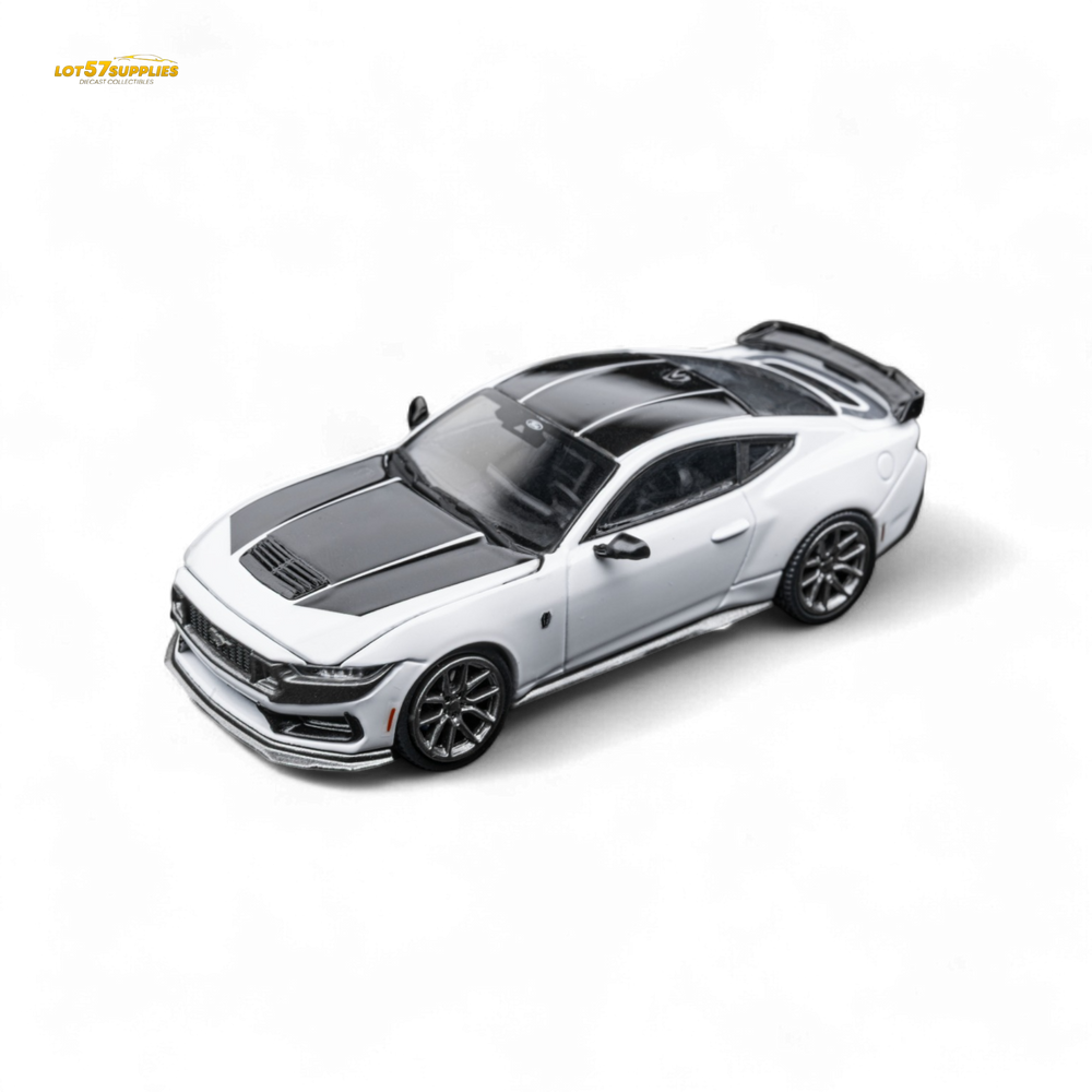 (Pre-Order) DCM Mustang Dark Horse - Crystal White - Titanium Wheels 1:64