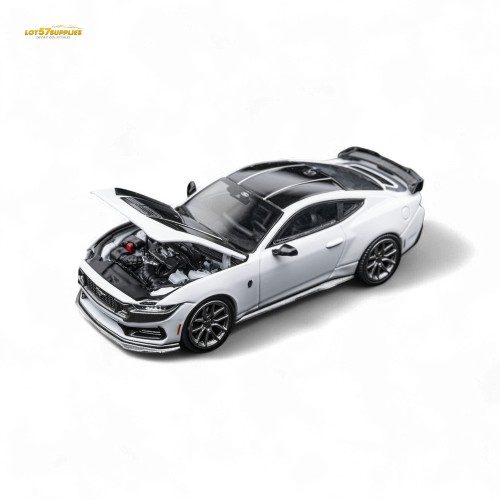 (Pre-Order) DCM Mustang Dark Horse - Crystal White - Titanium Wheels 1:64