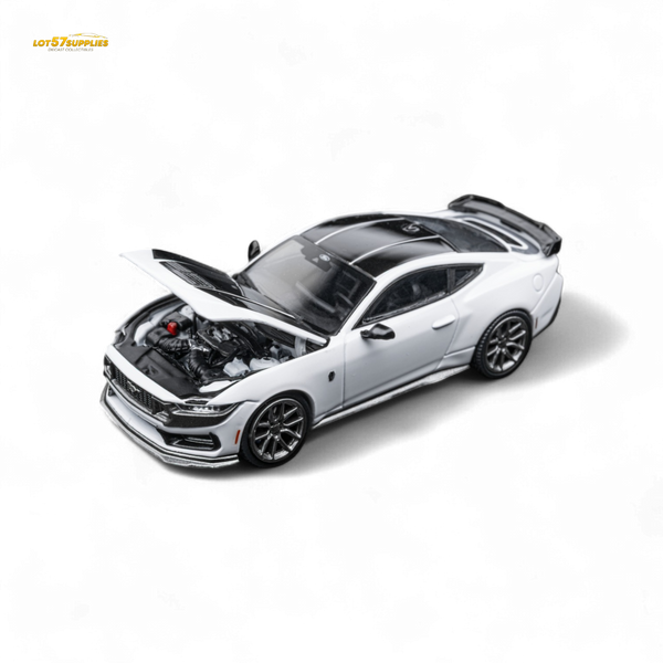 (Pre-Order) DCM Mustang Dark Horse - Crystal White - Titanium Wheels 1:64