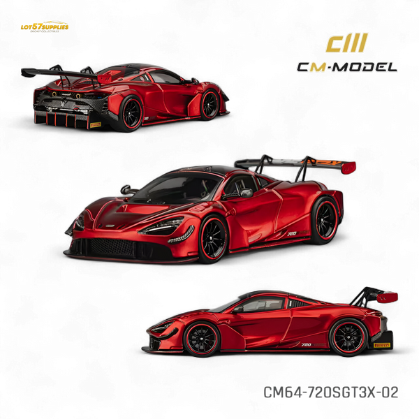 (Pre-Order) CM Model McLaren 720S GT3X Metallic Red 1:64