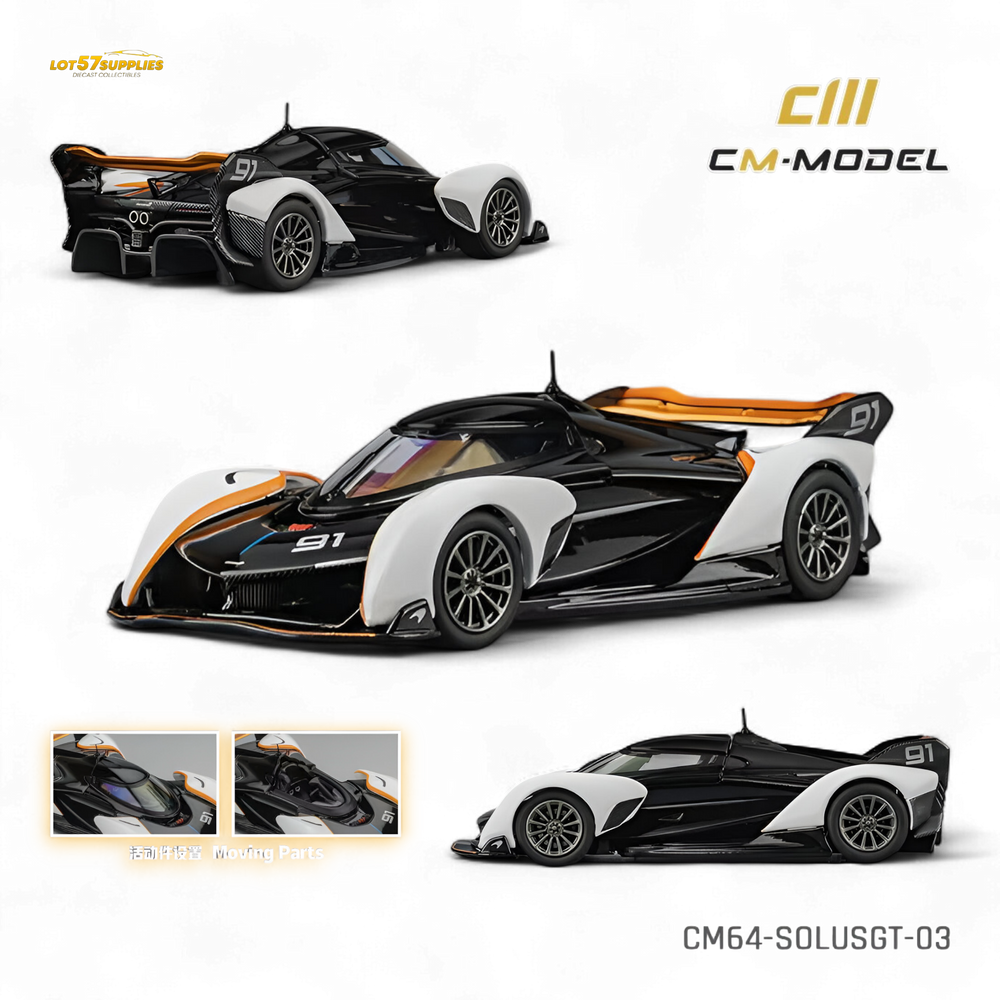 (Pre-Order) CM Model McLaren Solus GT Black White 1:64