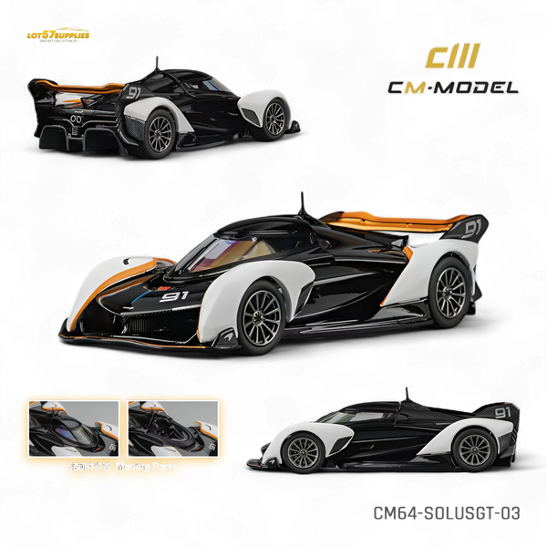 (Pre-Order) CM Model McLaren Solus GT Black White 1:64
