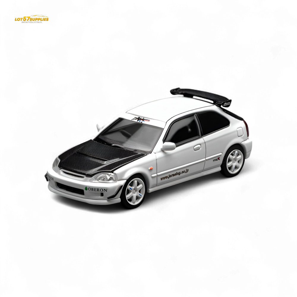 (Pre-Order) Motorhelix Honda Civic Type R EK9 J's Racing Livery White 1:64