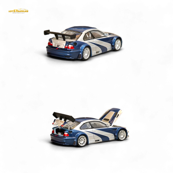 (Pre-Order) Ghost Player BMW E46 M3 GTR Silver Blue 1:64