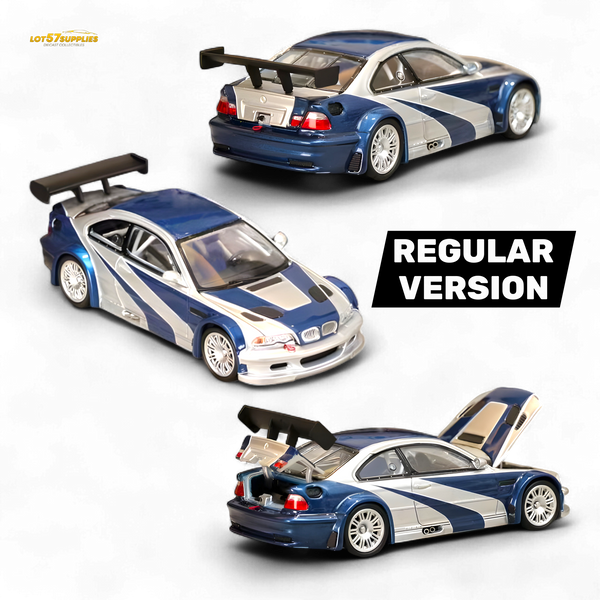 (Pre-Order) Ghost Player BMW E46 M3 GTR Silver Blue 1:64