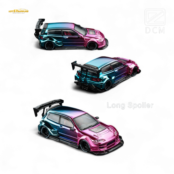 DCM Kevmannz 1996 EG6 Hatchback Wide Body - Dazzling Colorful Long Spoiler 1:64