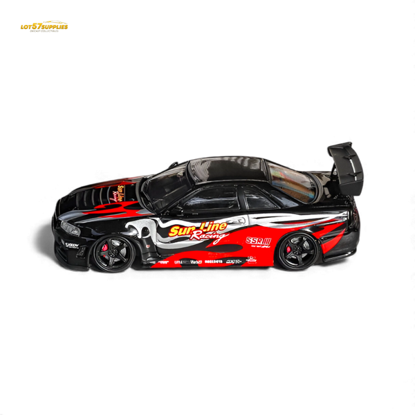 (Pre-Order) Fuji Skyline R34 GT-R Nismo Z-Tune Black Red Flame 1:64