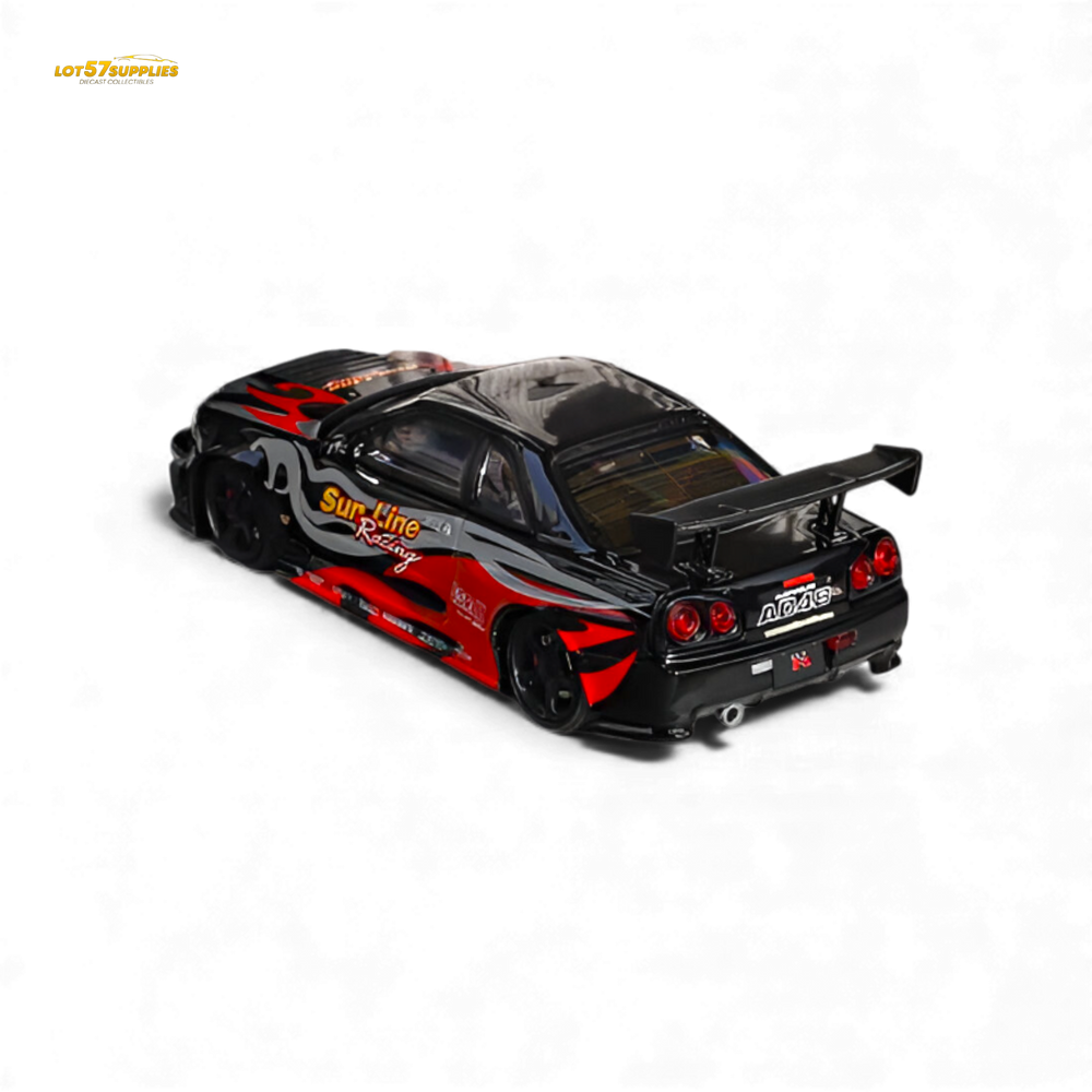 (Pre-Order) Fuji Skyline R34 GT-R Nismo Z-Tune Black Red Flame 1:64