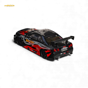 (Pre-Order) Fuji Skyline R34 GT-R Nismo Z-Tune Black Red Flame 1:64