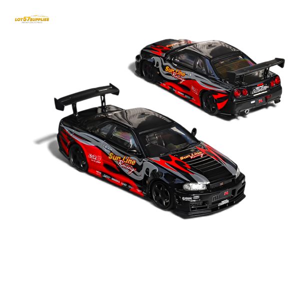(Pre-Order) Fuji Skyline R34 GT-R Nismo Z-Tune Black Red Flame 1:64