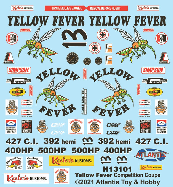 Atlantis Models 1/25 Scale Yellow Fever Competition Coupe Keelers — Plastic model kit