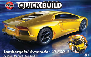 Black Forest® Hobby Supply Co Airfix J6026 Quick Build Lamborghini Aventador LP700-4 Car (Yellow) (Snap) — Military Aircraft