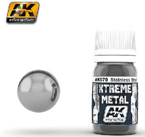 Black Forest® Hobby Supply Co AK Interactive 670 Xtreme Metal: Stainless Steel Metallic Paint 30ml Bottle — Glues, Paints,