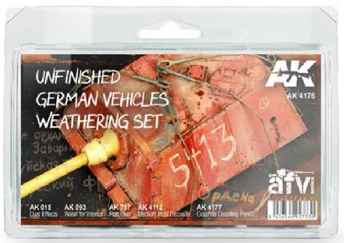 Black Forest® Hobby Supply Co AK Interactive 4176 AFV Series: Unfinished German Vehicles Weathering Enamel Set — Glues,