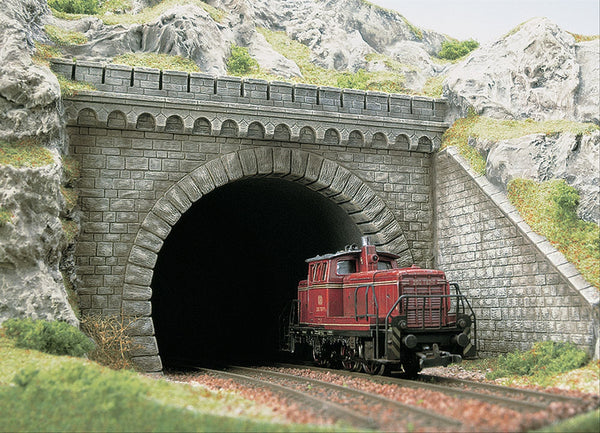 Busch 7023 HO Scale Double-Track Tunnel Portal Kit with Wings