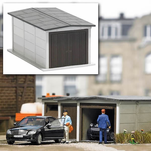 Black Forest® Hobby Supply Co Busch 1480 HO Scale One-Car Garage - Kit -- 2-1/2 x 1-7/16" 6.5 x 3.7cm — HO Scale Structures
