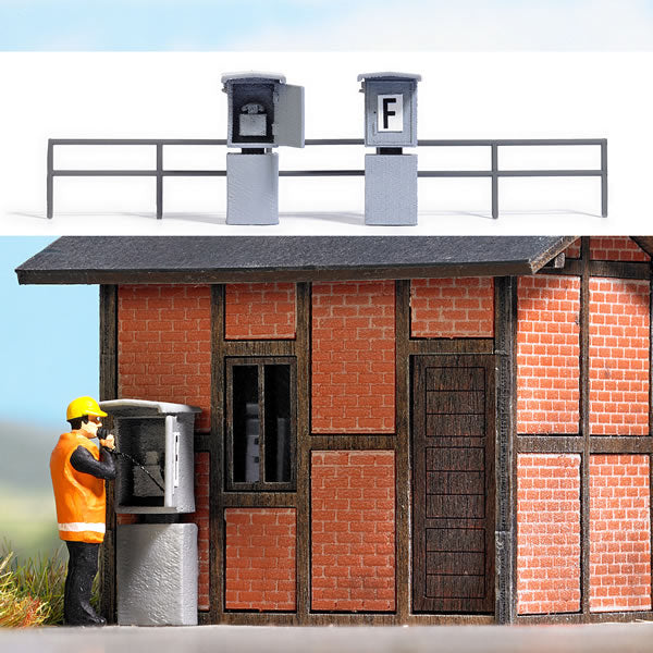 Black Forest® Hobby Supply Co Busch 1627 HO Scale Metal Train Dispatcher Telephone Boxes -- pkg(2) — HO Scale Structures >