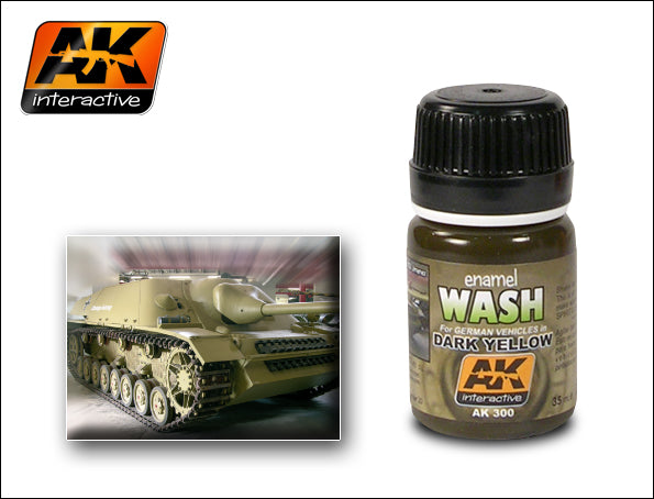 Black Forest® Hobby Supply Co AK Interactive 300 Dark Yellow Wash Enamel Paint 35ml Bottle — Glues, Paints, Tools > AK