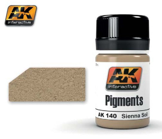 Black Forest® Hobby Supply Co AK Interactive 140 Sienna Soil Dry Pigment 35ml Bottle — Glues, Paints, Tools > AK Interactive
