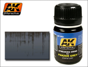Black Forest® Hobby Supply Co AK Interactive 69 Panzer Grey Streaking Grime Enamel Paint 35ml Bottle — Glues, Paints, Tools