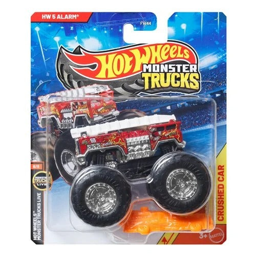 Hot Wheels Monster Trucks 1:64 Scale Vehicle 2026 - Select Vehicle(s) (5393) toy monster truck in packaging with large off-road tires, detailed red and silver design, designed for STEM learning and hobby enthusiasts.