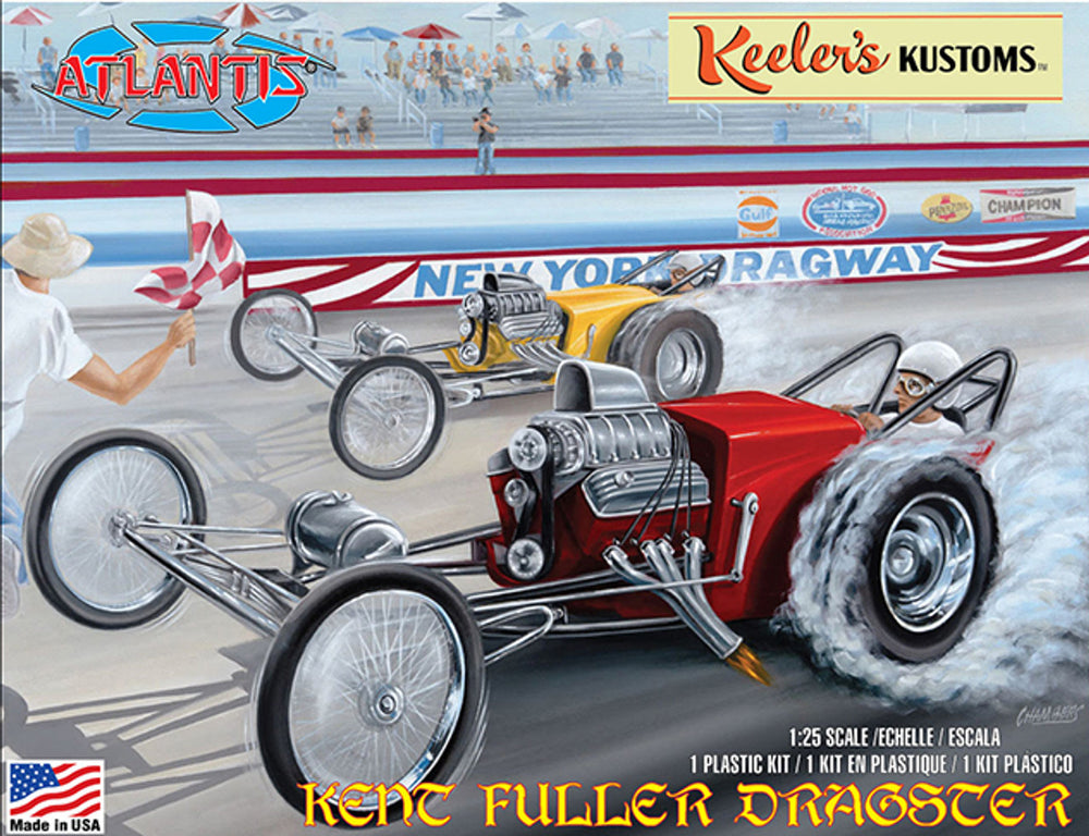 Atlantis Models Keelers Kustom's Kent Fuller Dragster 1/25 Plastic Model — Plastic model kit