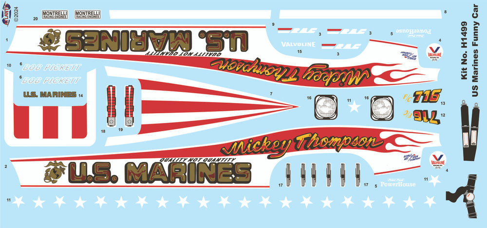 Atlantis Models 1/16 Mickey Thompson Marines Funny Car Plastic Model Kit