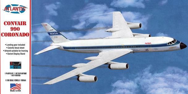 Atlantis Models 1:135 Convair 990 Coronado Jet Airliner with Swivel Stand Plastic Model Kit