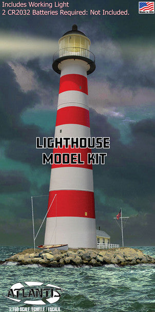 Atlantis Models 1:160 Lighthouse with Working Light and Diorama Base (Batteries Required, Not Included) — Plastic model kit