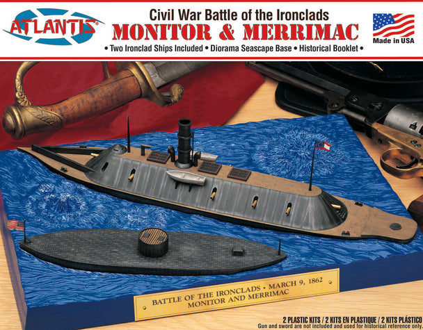 Atlantis Models Civil War Battle of the Ironclads (March 9, 1862) - Monitor & Merrimack Diorama Set Plastic Model Kit
