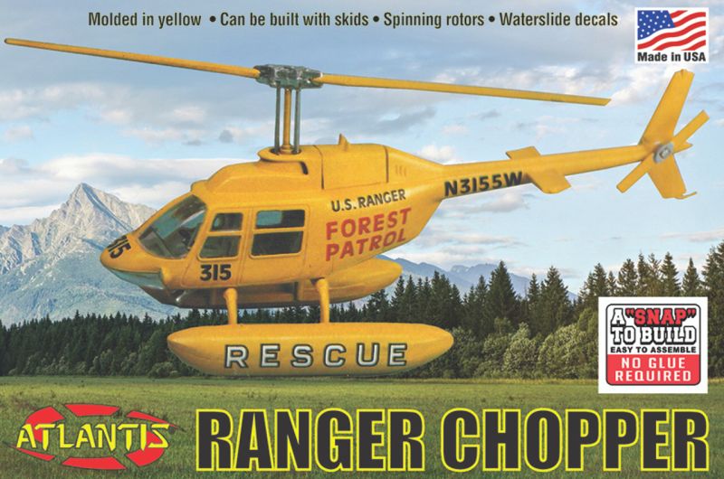 Atlantis Models 1:72 Ranger Chopper U.S. Ranger Forest Patrol Rescue Helicopter Plastic Model Kit
