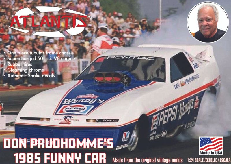 Atlantis Models 1:24 Don 'The Snake' Prudhomme 1985 Funny Car Pontiac Challenger Trans AM — Plastic model kit