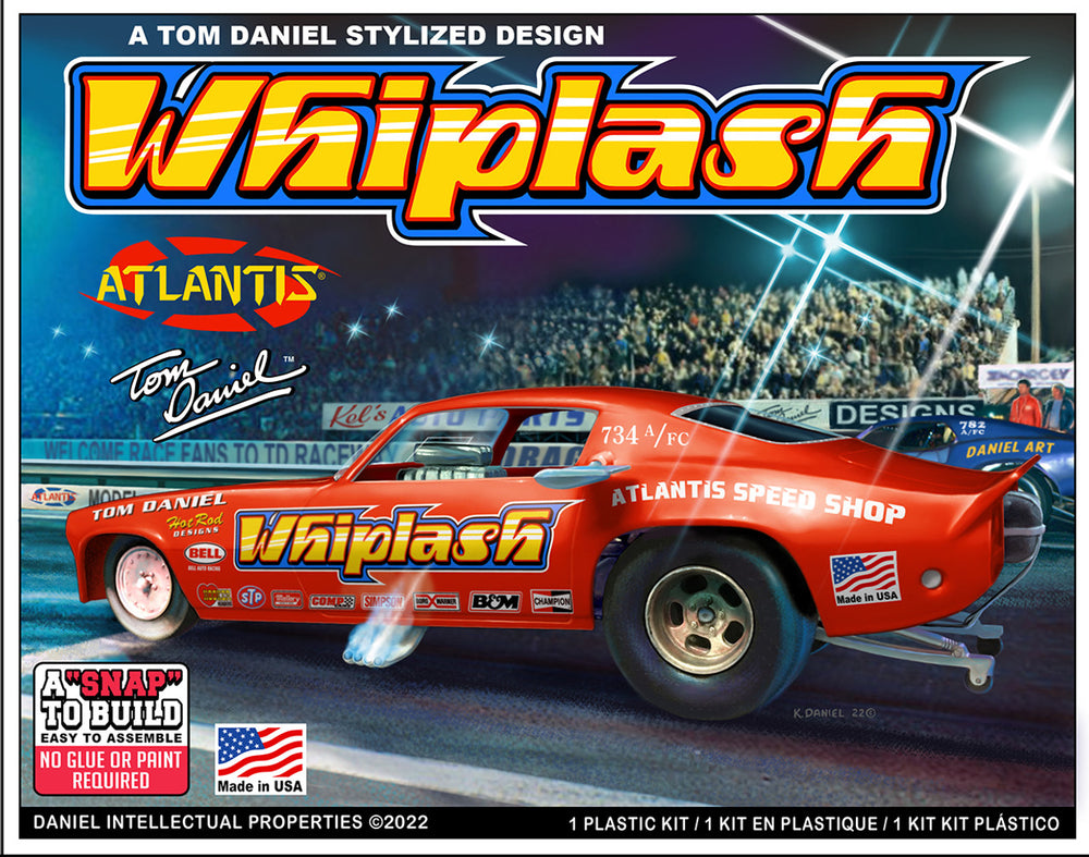 Atlantis Models 1:32 Tom Daniel - Whiplash Classic Funny Car - A Tom Daniel Stylized Design (Snap Kit) — Model Kit