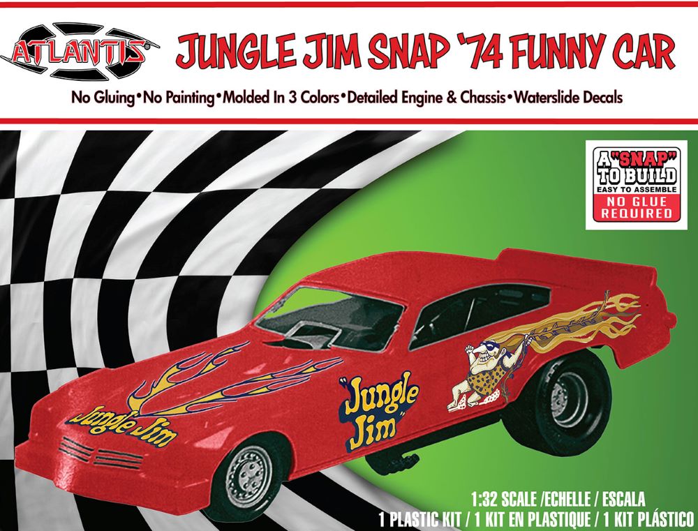 Black Forest® Hobby Supply Co Atlantis Models 1119 1/32 Jungle Jim 1974 Funny Car (Snap) (formerly Revell) — Sci-Fi & Pop
