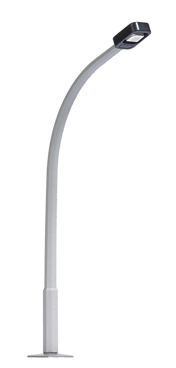 Black Forest® Hobby Supply Co Busch 4115 HO Scale Street Lamp with Curved Concrete Mast, Rectangular Lamp — HO Scale
