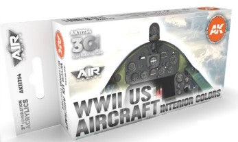 Black Forest® Hobby Supply Co AK Interactive 11734 Air Series: WWII US Aircraft Interior 3G Acrylic Paint Set — Paints,