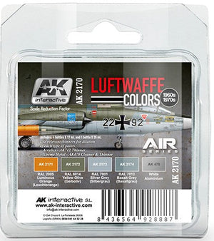 Black Forest® Hobby Supply Co AK Interactive 2170 Air Series: Luftwaffe 1960s-1970s Acrylic Paint Set (5 Color — Glues,