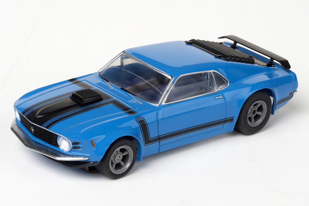 AFX Racing Mustang Boss 302, Blue, HO Scale Slot Car — HO Slot Car