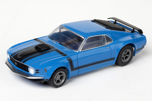 AFX Racing Mustang Boss 302, Blue, HO Scale Slot Car — HO Slot Car