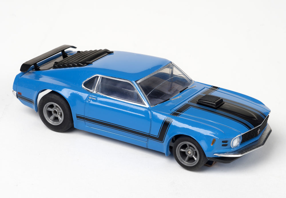 AFX Racing Mustang Boss 302, Blue, HO Scale Slot Car — HO Slot Car