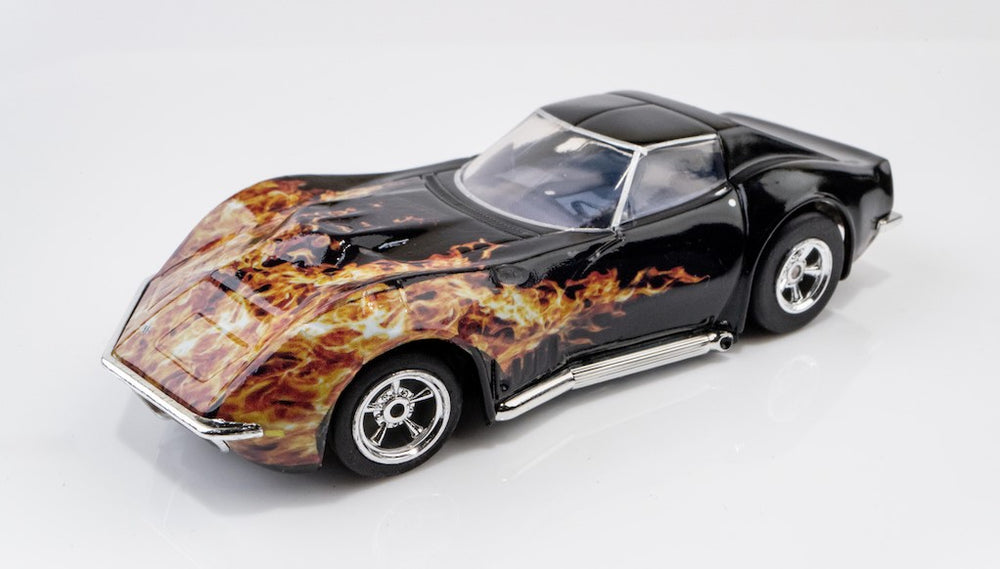 AFX Racing 1968 Corvette 427 Black/Flame HO Scale Slot Car — HO Slot Car