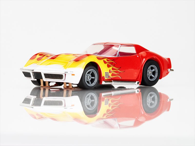 AFX Racing Corvette 1970 Red/Yellow Wildfire HO Scale Slot Car — HO Slot Car